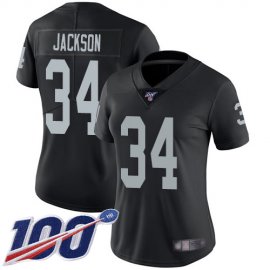 Nike Las Vegas Raiders #34 Bo Jackson Black Team Color Womens Stitched NFL 100th Season Vapor Limited Jersey