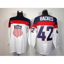 2014 Olympic Team USA #42 David Backes White Stitched NHL Jersey