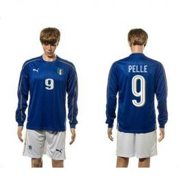 Italy #9 Pelle Blue Home Long Sleeves Soccer Country Jersey