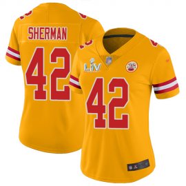 Nike Kansas City Chiefs #42 Anthony Sherman Gold Womens Super Bowl LV Bound Stitched NFL Limited Inverted Legend Jersey