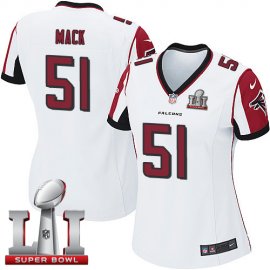 Nike Atlanta Falcons #51 Alex Mack White Super Bowl LI 51 Womens Stitched NFL Elite Jersey