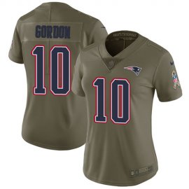 Nike New England Patriots #10 Josh Gordon Olive Womens Stitched NFL Limited 2017 Salute to Service Jersey