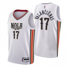 New Orleans New Orleans Pelicans #17 Jonas Valanciunas Mens Nike White 2021/22 Swingman NBA Jersey – City Edition Mens
