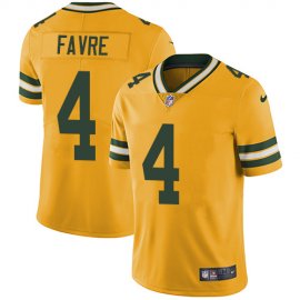 Nike Green Bay Packers #4 Brett Favre Yellow Mens Stitched NFL Limited Rush Jersey