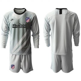 Atletico Madrid Blank Grey Goalkeeper Long Sleeves Soccer Club Jersey