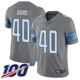 Nike Detroit Lions #40 Jarrad Davis Gray Mens Stitched NFL Limited Rush 100th Season Jersey