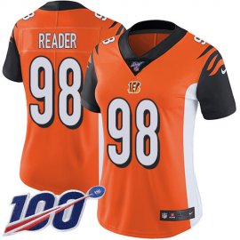 Nike Cincinnati Bengals #98 D.J. Reader Orange Alternate Womens Stitched NFL 100th Season Vapor Untouchable Limited Jersey