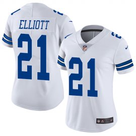 Nike Dallas Cowboys #21 Ezekiel Elliott White Womens Stitched NFL Vapor Untouchable Limited Jersey
