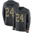 Nike Atlanta Falcons #24 Devonta Freeman Anthracite Salute to Service Mens Stitched NFL Limited Therma Long Sleeve Jersey