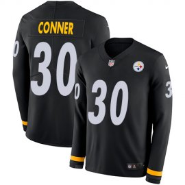Nike Pittsburgh Steelers #30 James Conner Black Team Color Mens Stitched NFL Limited Therma Long Sleeve Jersey