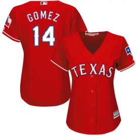 Texas Rangers #14 Carlos Gomez Red Alternate Womens Stitched MLB Jersey