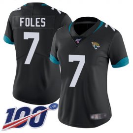 Nike Jacksonville Jaguars #7 Nick Foles Black Team Color Womens Stitched NFL 100th Season Vapor Limited Jersey