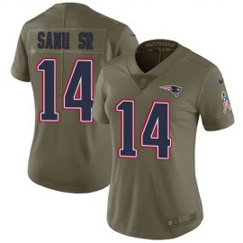 Nike New England Patriots #14 Mohamed Sanu Sr Olive Womens Stitched NFL Limited 2017 Salute to Service Jersey