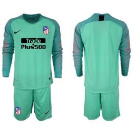 Atletico Madrid Blank Green Goalkeeper Long Sleeves Soccer Club Jersey