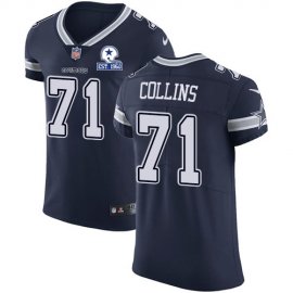 Nike Dallas Cowboys #71 Lael Collins Navy Blue Team Color Mens Stitched With Established In 1960 Patch NFL Vapor Untouchable Elite Jersey