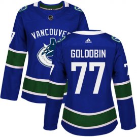 Adidas Vancouver Canucks #77 Nikolay Goldobin Blue Home Authentic Womens Stitched NHL Jersey