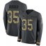 Nike New England Patriots #35 Kyle Dugger Anthracite Salute to Service Mens Stitched NFL Limited Therma Long Sleeve Jersey