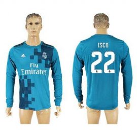 Real Madrid #22 Isco Sec Away Long Sleeves Soccer Club Jersey