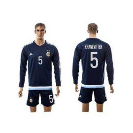 Argentina #5 Kranevitter Away Long Sleeves Soccer Country Jersey