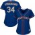 New York Mets #34 Noah Syndergaard Blue(Grey NO.) Alternate Road Womens Stitched MLB Jersey