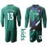 Chelsea #13 Caballero Green Goalkeeper Long Sleeves Kid Soccer Club Jersey