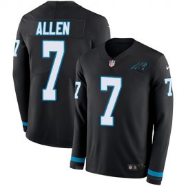 Nike Carolina Panthers #7 Kyle Allen Black Team Color Mens Stitched NFL Limited Therma Long Sleeve Jersey