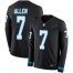 Nike Carolina Panthers #7 Kyle Allen Black Team Color Mens Stitched NFL Limited Therma Long Sleeve Jersey