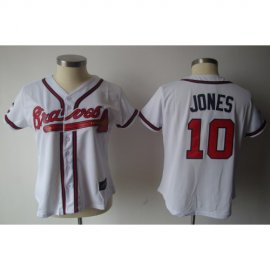 Atlanta Braves #10 Chipper Jones White Womens Fashion Stitched MLB Jersey