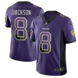 Nike Baltimore Ravens #8 Lamar Jackson Purple Team Color Mens Stitched NFL Limited Rush Drift Fashion Jersey