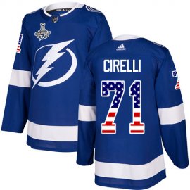 Adidas Tampa Bay Lightning #71 Anthony Cirelli Blue Home Authentic USA Flag Youth 2020 Stanley Cup Champions Stitched NHL Jersey