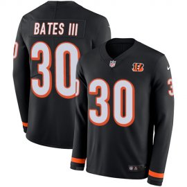 Nike Cincinnati Bengals #30 Jessie Bates III Black Team Color Mens Stitched NFL Limited Therma Long Sleeve Jersey