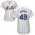 New York Mets #48 Jacob deGrom White(Blue Strip) Home Womens Stitched MLB Jersey