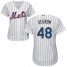 New York Mets #48 Jacob deGrom White(Blue Strip) Home Womens Stitched MLB Jersey