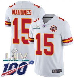 Nike Kansas City Chiefs #15 Patrick Mahomes White Super Bowl LIV 2020 Youth Stitched NFL 100th Season Vapor Untouchable Limited Jersey
