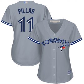 Toronto Blue Jays #11 Kevin Pillar Grey Road Womens Stitched MLB Jersey