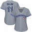 Toronto Blue Jays #11 Kevin Pillar Grey Road Womens Stitched MLB Jersey