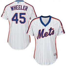 New York Mets #45 Zack Wheeler White(Blue Strip) Alternate Womens Stitched MLB Jersey