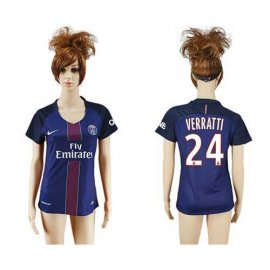 Womens Paris Saint-Germain #24 Verratti Home Soccer Club Jersey