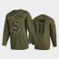 Seattle Seattle Kraken #11 Alexander True Mens Adidas Veterans Day 2022 Military Appreciation NHL Jersey – Olive Mens