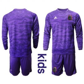 Mexico Blank Purple Goalkeeper Long Sleeves Kid Soccer Country Jersey