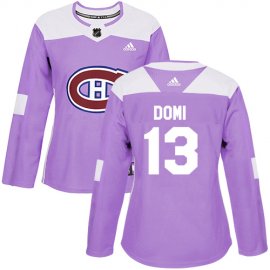 Adidas Montreal Canadiens #13 Max Domi Purple Authentic Fights Cancer Womens Stitched NHL Jersey