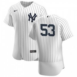 New York Yankees #53 Zack Britton Mens Nike White Navy Home 2020 Authentic Player MLB Jersey