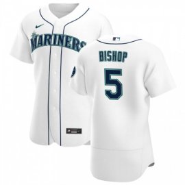 Seattle Mariners #5 Braden Bishop Mens Nike White Home 2020 Authentic Player MLB Jersey