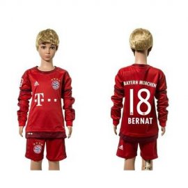 Bayern Munchen #18 Bernat Home Long Sleeves Kid Soccer Club Jersey
