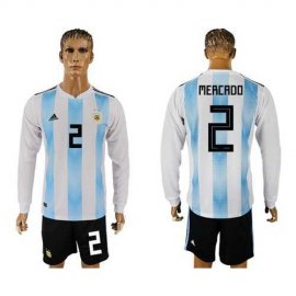 Argentina #2 Mercado Home Long Sleeves Soccer Country Jersey