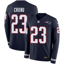 Nike New England Patriots #23 Patrick Chung Navy Blue Team Color Mens Stitched NFL Limited Therma Long Sleeve Jersey