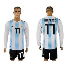 Argentina #17 Otamendi Home Long Sleeves Soccer Country Jersey