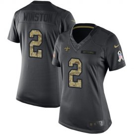Nike New Orleans Saints #2 Jameis Winston Black Womens Stitched NFL Limited 2016 Salute to Service Jersey