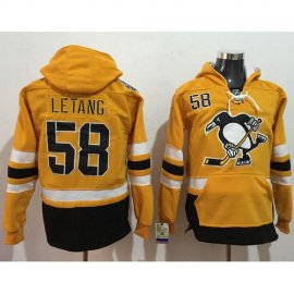 Pittsburgh Penguins #58 Kris Letang Gold Sawyer Hooded Sweatshirt 2017 Stadium Series Stitched NHL Jersey