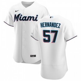 Miami Marlins #57 Elieser Hernandez Mens Nike White Home 2020 Authentic Player MLB Jersey
